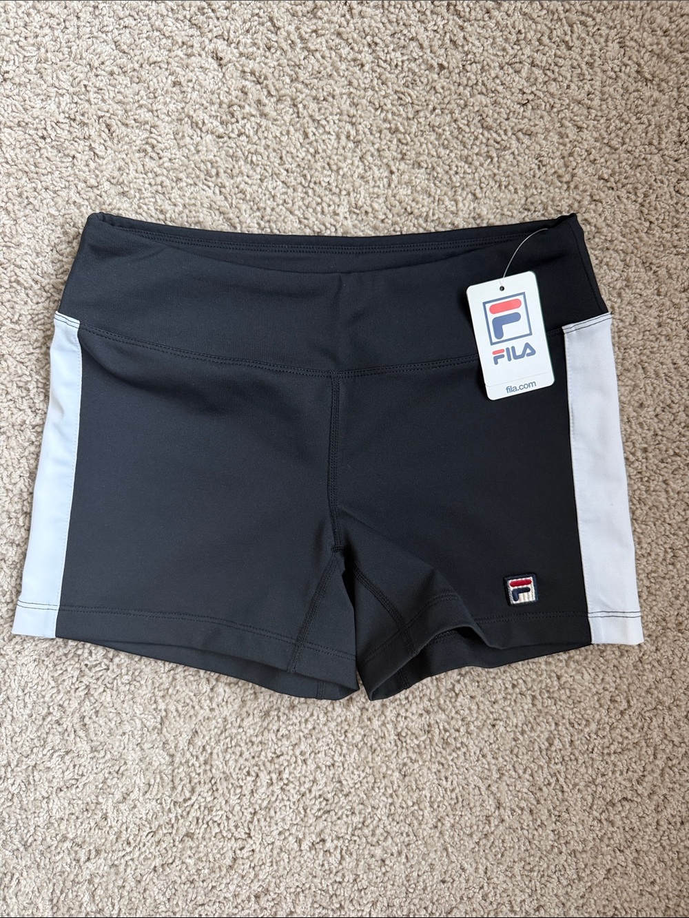 FILA Black Athletic Shorts with White Side Panels